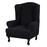 YOPOIY Jacquard Rutschfester Loungesessel Cocktailsessel dehnen Sanft Wannenstuhlbezug Abnehmbar Waschbar Club Chair Schonbezug für Wohnzimmer-Schlafzimmer-Hotel -Schwarz
