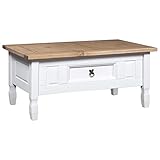 vidaXL Kiefer Couchtisch Mexiko-Stil Corona Beistelltisch Wohnzimmertisch Sofatisch Kaffeetisch Holztisch Teetisch Weiß 100x60x45cm