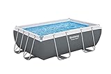 Bestway Power Steel Frame Pool Set mit Filterpumpe 282 x 196 x 84 cm, grau, eckig