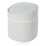 Tischmülleimer Desktop Mülleimer mit Deckel Mini Kosmetikeimer Verwendet Für Bad, Küche, Büro, Tragbarer Deckel Abnehmbar, Grau