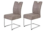 2er Set DENISE II Esszimmerstuhl Microfaser Vintage-Optik VT Beige, T59 x B44 x H98cm