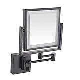 20,3 cm LED-Schminkspiegel zur Wandmontage, um 360° schwenkbarer, ausziehbarer Kosmetikspiegel, 3-fach vergrößernder, doppelseitiger LED-beleuchteter Spiegel, Schminkspiegel mit ausziehbarem Arm ( Col
