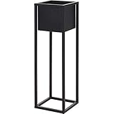 Home&Styling Blumentopf mit Ständer Blumenkübel Pflanztopf Übertopf Pflanzgefäß Blumenständer Metallständer Blumentopfständer Metall 70cm Schwarz