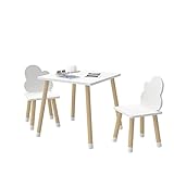 KYWAI - kindertisch mit 2 stühlen, aus Holz,Weiß, Kleiner Tisch,kindersitzgruppe, Kinderzimmer, Schlafzimmer, nordischer Stil, quadratischer Tisch Kinder