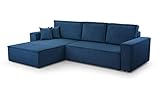 HomeSpace24 Ecksofa mit Schlaffunktion Bettkasten - Klappsofa Couch L Form - Couch mit Schlaffunktion - Schlafsofa mit Bettkasten - Sofas & Couches - Monte L (Dunkelblau, Ecksofa Links)