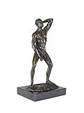 Antike Fundgrube Bronze Figur erotischer Männerakt auf edlem Marmorsockel | Skulptur Deko | H: 30 cm (10198)