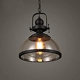 1-Licht-Retro-Kronleuchter für den Außenbereich mit klarem Glasschirm, Hängeleuchte für die Veranda in schwarzer Industrie, Pendelleuchte für den Außenbereich für Pavillon, Terrasse, Küche, Esszimmer,