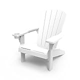 Keter Alpine Adirondack Chair, Outdoor Gartenstuhl aus Kunststoff mit Getränkehalter, weiß, wetterfest, amerikanischer Design-Klassiker, für Garten, Terrasse und Balkon, 93 x 81 x 96,5 cm