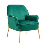 Modern Wohnzimmer Sessel Samt Lounge Sessel für Wohnzimmer und Schlafzimmer Sofa Stuhl bis 135 kg Grün