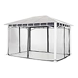 Moskitonetz für Gartenpavillon Forest Deluxe 3x4 m - Polyester - Insektengitter inkl. Haken, mit Reißverschluss - dunkelgrau