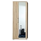 Stella Trading GO Garderobenschrank in Sonoma Eiche Optik - Moderner Flurgarderoben Schrank mit Spiegeltür - 74 x 200 x 40 cm (B/H/T)