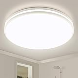 Öuesen Badezimmer Lampe 24w 2250lm Deckenlampe Led Deckenleuchte Rund IP44 Wasserdicht 4000k Neutralweiß Φ32cm Badlampe Moderne für Bad Küche Balkon Flur Keller Esszimmer Büro Schlafzimmer Wohnzimmer