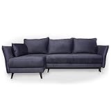 Siblo Ecksofa mit Schlaffunktion Vera Kollektion - Große Couch L Form 4 Personen - Schlafcouch mit Bettkassen - Klappsofa mit Bettkasten Sofa 4-Sitzer - 240x152x91 cm - Lila - Linke Ecke