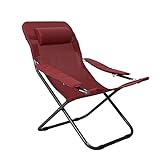 HOMECALL Camping-Klappstuhl mit 2 x 1 Textilene und verstellbarer Rückenlehne - Rot