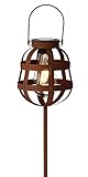 Solarleuchte Laterne Metall Rost Braun Gartenstecker Glühbirne Vintage Industrial 80cm