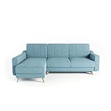 Siblo Ecksofa mit Schlaffunktion Toro Kollektion - Große Couch L Form 4 Personen - Schlafcouch mit Bettkassen - Klappsofa mit Bettkasten Sofa 4-Sitzer - 241x162x43 cm - Gelb - Linke Ecke