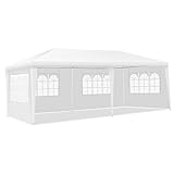 COSTWAY 6x3m Gartenpavillon Partyzelt mit 4 abnehmbaren Seitenwänden, Gartenzelt, Pavillon inkl. Tragetasche (Weiß)