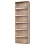 FirFurd Bücherregal, Holzregal mit 6 Fächern, Regale, Bücherschrank, Aufbewahrungsregal für Wohnzimmer, Arbeitszimmer, aus Holz, 180 x 60 x 23,5 cm, Helleiche