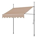 Terrassen Markise, Einziehbare Markisen, Balkonmarkise, Markise Balkon Ohne Bohren, 100% Polyester Markise Wasserdicht (Color : Beige, Size : 1.2x2m/47.2x78.7in)