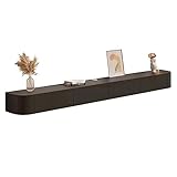 TV Lowboard Hängend Hängeschrank Schwarz, Fächer und Kabelmanagement TV Board Holz für Wohnzimmer Schlafzimmer Badezimmer,140×24×20CM