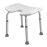 UISEBRT Duschhocker Badhocker Höhenverstellbar 35-51cm 136kg - Duschstuhl Duschsitz für Senioren, Kinder,Menschen mit Behinderungen (Duschhocker Höhenverstellbar - U-Typ)