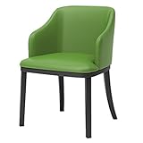 Moderne Küchen-Esszimmerstühle, Wohnzimmer-Sessel, modernes Leder, hohe Rückenlehne, gepolsterter weicher Sitz, Esszimmerstühle, Schwarze Metallbeine, Lounge-Seitenstuhl (Farbe: Grün)