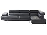 Beliani Ecksofa Designersofa Modern Kunstleder schwarz Eckcouch Norrea