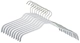 MAWA Kleiderbügel, 10 Stück, Platzsparende und Rutschfeste Oberteilbügel für Hemden & Blusen, 360° Drehbar, Hochwertige Antirutsch-Beschichtung, 41 cm, Weiß