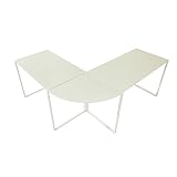 riess-ambiente.de Eck-Schreibtisch Big Deal 180cm mattweiß Glas Bürotisch Tisch Schreibtisch Ecktisch