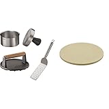 RÖSLE Barbecue Burger-Set 3-TLG Hochwertiges Burger-Set mit Burgerpresse Pro & Vario Pizzastein Hochwertiger Pizzastein aus Cordierit zur Zubereitung von Pizza