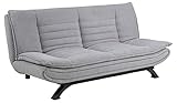 AC Design Furniture Jasper Bettcouch Hellgrau/Schwarz, Schlafsofa mit 3 Liegepositionen, Moderner 3-Sitzer Ohne Armlehne, Gepolstert mit schwarzen Metallbeinen, L: 196 x H: 91 x T: 98 cm