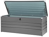 Beliani Große Metall-Gartentruhe 600 l grau Kissenbox Auflagenbox für die Terrasse wasserdicht Aufbewahrungsbox Gartenbox Cebrosa