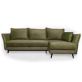 Siblo Ecksofa mit Schlaffunktion Vera Kollektion - Große Couch L Form 4 Personen - Schlafcouch mit Bettkassen - Klappsofa mit Bettkasten Sofa 4-Sitzer - 240x152x91 cm - Hellgrün - Rechte Ecke