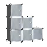 AWTATOS Steckregal 6 Würfel Aufbewahrungssystem Kombiregale mit Türen Regal Würfel DIY Multifunktional Regalsystem Regal Modular Für Wohnzimmer, Schlafzimmer, Bad Schwarz ULPZ008