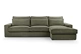 BETTSO -Ecksofa Großes L-Form Couch, Couchgarnitur, Eckcouch, Sofa,Ecksofa mit Kissen und Armlehnen aus Cordstoff-Valentino (Grün, Rechts)