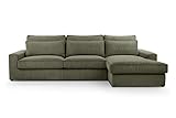 BETTSO -Ecksofa Großes L-Form Couch, Couchgarnitur, Eckcouch, Sofa,Ecksofa mit Kissen und Armlehnen aus Cordstoff-Valentino (Grün, Rechts)