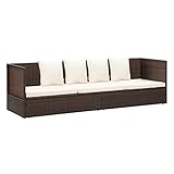 Hommdiy Gartenliege Poly Rattan Gartenmöbel Sonnenliege Garten Sofa Bett Liege Poly Rattan Braun