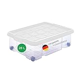 Novaliv Unterbett Aufbewahrungsbox mit Rollen Deckel 28L transparente Nestbar stapelbare Clipverschluss Bettkasten mit Rollen BPA-frei 61x40x17 cm