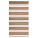 Doppelrollo klemmfix Duo Rollo ohne Bohren Zebrarollo Einfarbe Sand Seitenzugrollo Schraubmontage Wand Decke Klemmrollo Fenster Tür rollos einfache Montage Set 50 x 150 cm (Breite x Länge)