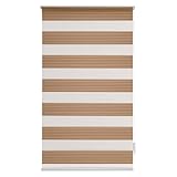 Doppelrollo klemmfix Duo Rollo ohne Bohren Zebrarollo Einfarbe Sand Seitenzugrollo Schraubmontage Wand Decke Klemmrollo Fenster Tür rollos einfache Montage Set 50 x 150 cm (Breite x Länge)