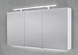 Intarbad ~ Spiegelschrank 140 cm mit Multi LED Acryl Aufsatzleuchte Doppelspiegeltüren Shorewood IB2006