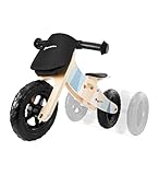 HyperMotion Mini Kinder Laufrad Holz Lauflernrad mit DREI Rädern für Jungen und Mädchen ab 2 Jahre, 2 in 1 Kinderlaufrad, Holzlaufrad, DREI- und Laufrad, Natur