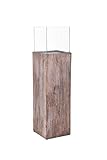 Windlichtsäule Windlicht Recycling Holz Candela Braun, 100x27x27 cm