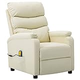 Imiee Massagesessel mit Heizfunktion Fernsehsessel Relaxsessel Liegesessel TV Sessel Ruhesessel Polstersessel Ledersessel Kunstleder (Creme), 72 x 98 x 98 cm (B x T x H)