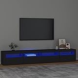 Festnight TV-Schrank mit LED-Leuchten HiFi-Schrank TV-Lowboard Fernsehschrank Fernsehtisch TV Bank TV Tisch TV Board Mehrfarbige LED-Leuchten Wohnzimmertisch Schwarz 240 x 35 x 40 cm