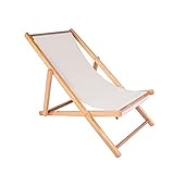 liegestuhl Klappbare Outdoor Liege Aus Holz Strandliege, Schwerelosigkeit, Höhenverstellbar, für Outdoor-Patio-strandpool(Color:Weiß)