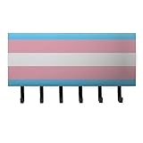 ASDTEHCY Schlüsselbrett Transgender Flagge Schlüsselhalter Schlüsselanhänger Deko mit 6 Haken