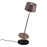 Zafferano Olivia Pro - Kabellose LED-Tischleuchte aus Aluminium, dimmbar, IP65-Schutz, Indoor/Outdoor Benutzung, EU-Stecker, H 35,5cm (Matt-Kupfer), [Energieklasse A+++] - Corten