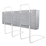 UISEBRT 2X Bettgitter Bettschutzgitter für Kinder 60cm 5-Loch Höhenverstellbar - Bett Rausfallschutz Kinder, Kinderbettgitter für Familienbett und Kinderbett (120cm, Leinen Grau)