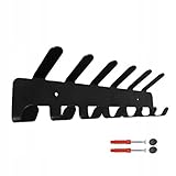 STALFORM Schwarz Garderobenhaken aus Stahl - 13 Haken - 37,5 cm- Kleiderhaken Wand - Pulverbeschichtete Garderobenleiste - Kleiderstange Wandmontage - Hakenleiste Küche, Flur, Badezimmer